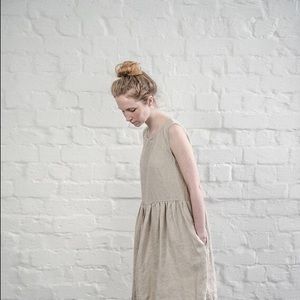 Eddie Bauer Pure Linen Babydoll Button Maxi • L